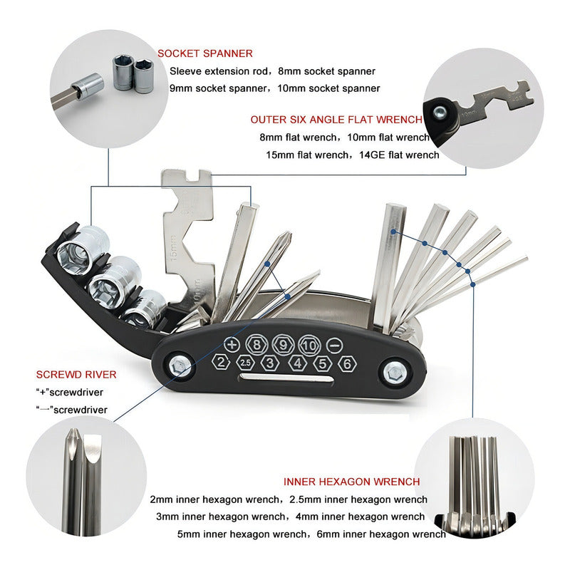 Kit De Herramientas Para Bicicletas, Llaves, Parche De Bomba, Reparación De Bicicletas