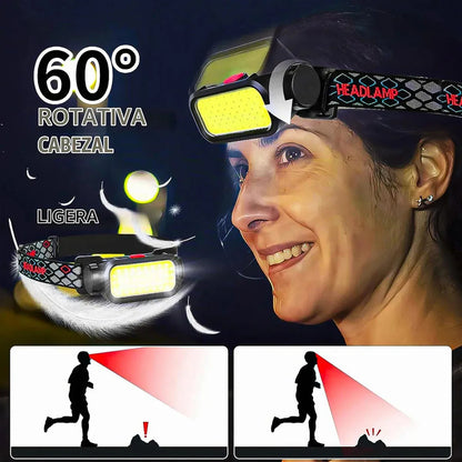 Linterna Recargable Cabeza Linterna Frontal Recargable Lintenta Tactica Okshop Linternas Led Potentes Linterna Cabeza... Negro Blanca Y Roja