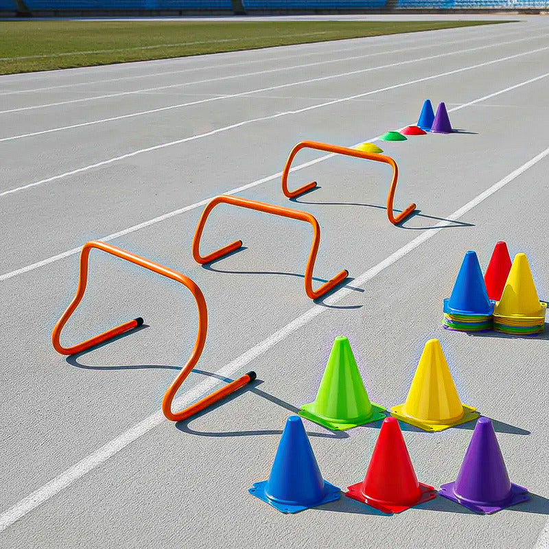 Set 3 Valla De Entrenamiento Valla De Salto 6 Conos 18 Cm Naranja