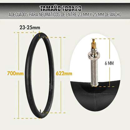 Camara Bicicleta Camara Para Bicicleta 700x23 Camara Bici Presta Negro