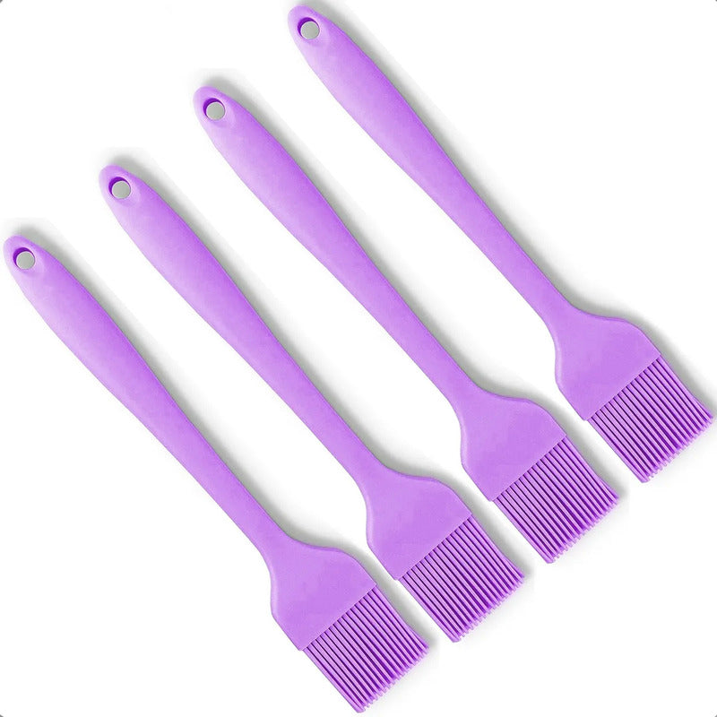 Brocha De Silicona Okshop Violeta Pincel Repostería Pack 4 Apto Lavavajillas