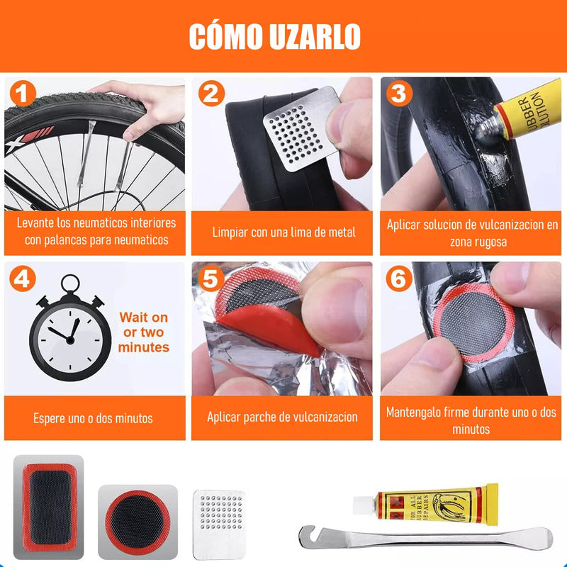 Kit De Herramientas Para Llanta Bicicleta Kit Parches De Bicicleta + Cucharas Neumaticos Herramientas Para Pinchazos Bicicleta Blanco Kit Parches Bicicleta Reparacion Pinchazo Llanta Bicicletas Okshop