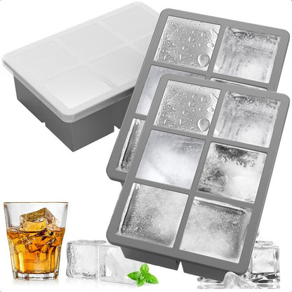 Pack X2 Molde Hielo Cubetas De Hielo Con Tapa Bandeja Hielo