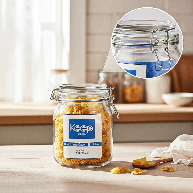 Contenedor De Alimentos Frasco Hermetico Frasco Vidrio 1 L Fucsia