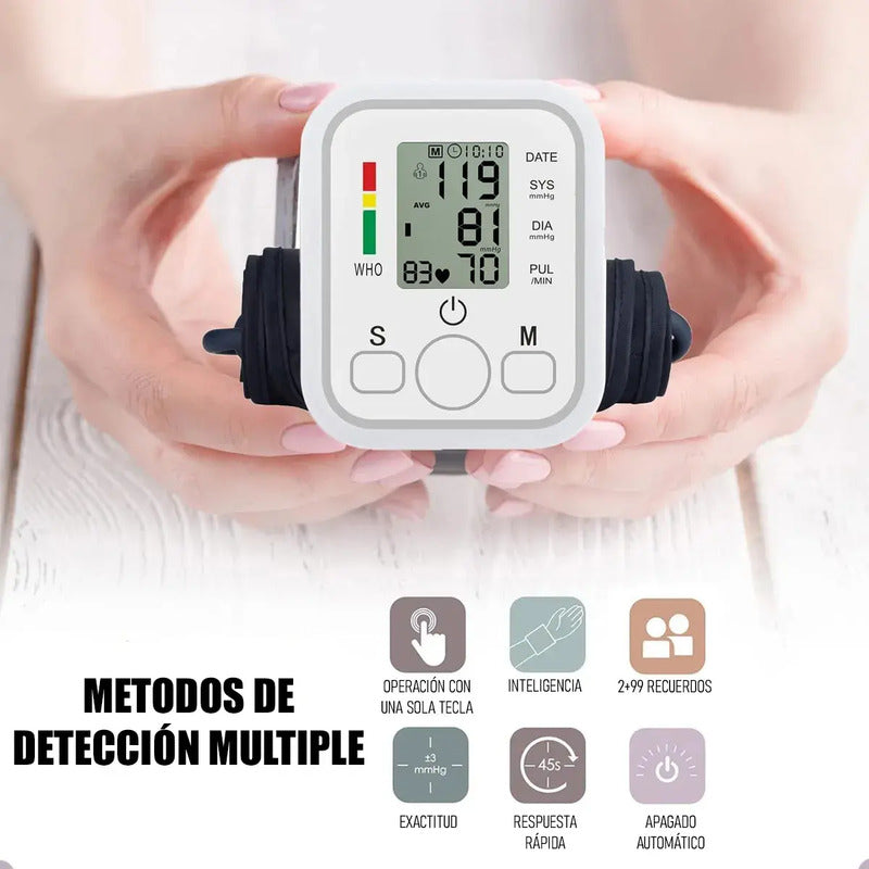 Tensiómetro Digital Okshop Brazo Blanco Medición Precisa Presión Arterial Frecuencia Cardíaca Blanco/gris