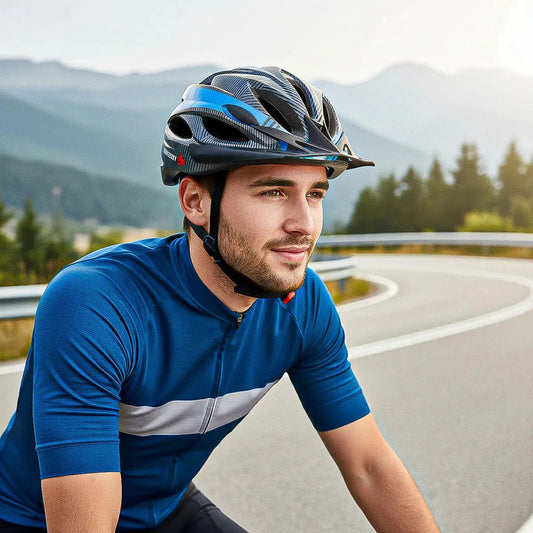 Casco De Ciclismo Arcashopping Azul Con Luz Led, Ajustable Y Con Ventilación Unica
