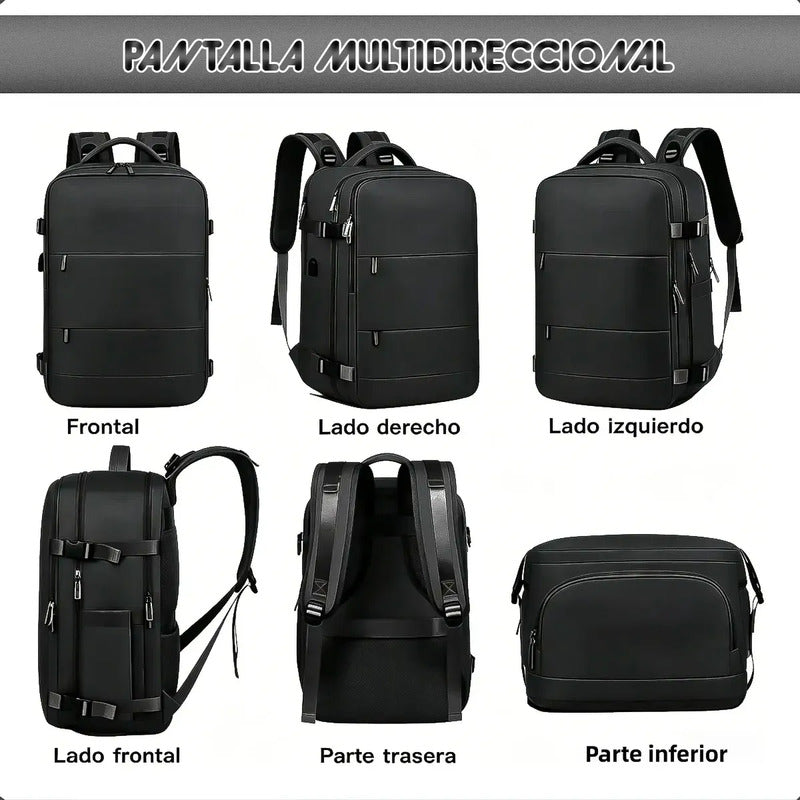 Mochila De Viaje Okshop Impermeable Para Notebook De 15.6  Con Usb Negro