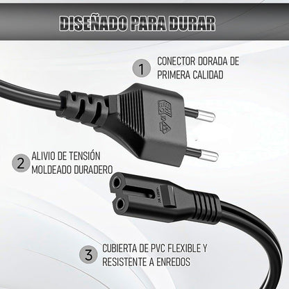 Cable De Alimentación Cable De Alimentación Europeo 1.5 M Negro