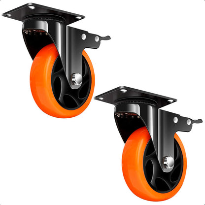 Ruedas Giratorias Para Carros Ruedas Muebles Pack 2 Ruedas Naranja/negro