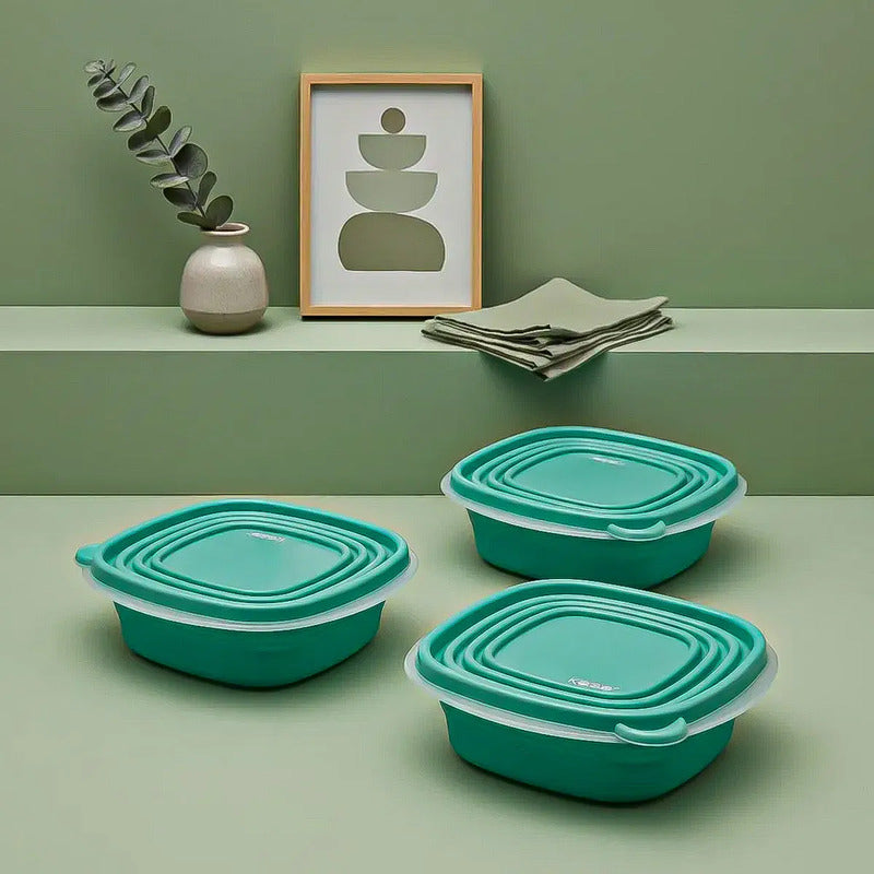 Pack 6 Taper Keep Tupper Plastico Contenedor Alimentos 670ml Verde