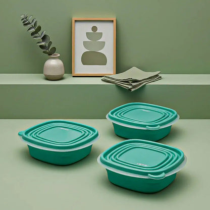 Pack 6 Taper Keep Tupper Plastico Contenedor Alimentos 670ml Verde