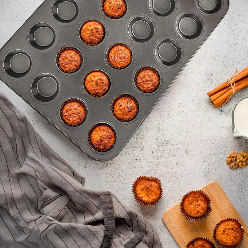 Molde Cupcake Moldes Muffins Moldes 24 Mini Cupcake Moldes Reposteria Metalicos Antiadherente Pack 2 Molde Cupcakes Teflon Galletas Molde Rectangular Acero Aluminizado Okshop
