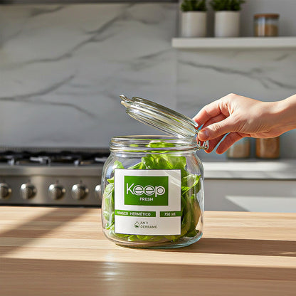 Frasco Hermético De Vidrio Keep Para Alimentos De 750 Ml Verde
