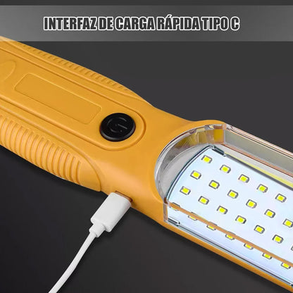 Luz De Trabajo Led Recargable Usb-c Okshop Pack 2 Con Imán Y Gancho Amarillo