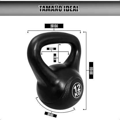 Pesa Rusa 12kg Pesa Kettlebell Mancuerna Ejercicio Crossfit Negro