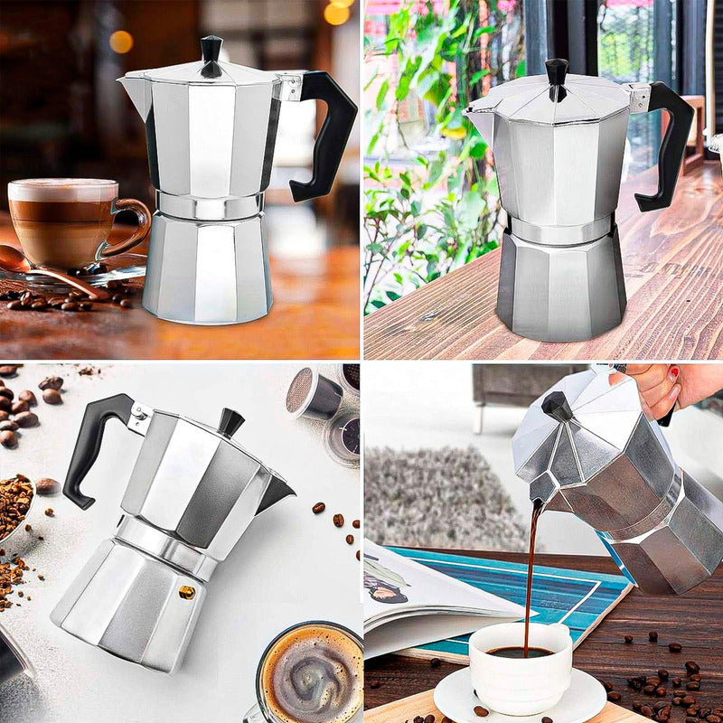 Cafetera Italiana Para 3 Tazas Aluminio Cafe Desayuno Color Gris Cafetera Manual Expreso Portatil Cocina Gris