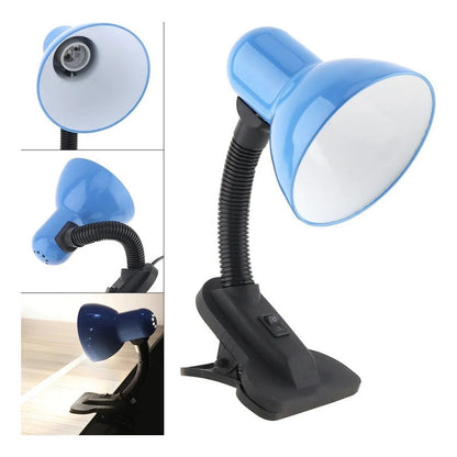 Lámpara Escritorio Okshop Click Azul Brazo Flexible Led Velador Blanco