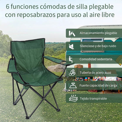 Silla Plegable Silla De Playa Camping Porta Vaso Portatil Color Azul Oscuro