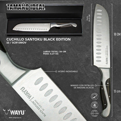 Cuchillo Santoku Wayu Cuchillo Santoku Black Cuchillo Wayu Acero Inoxidable