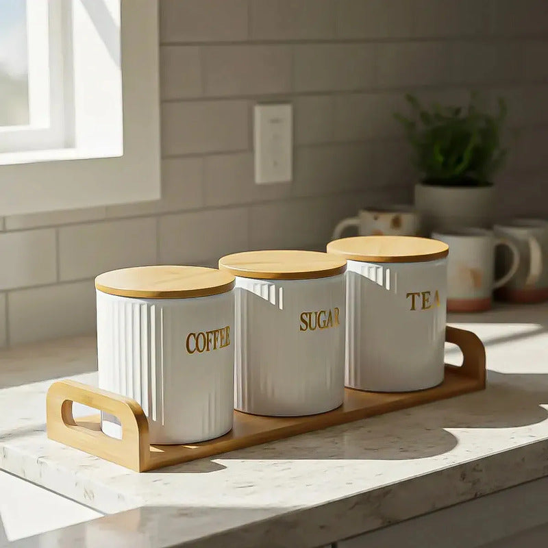 Set 3 Contenedores Hermeticos Frascos Hermeticos Ceramica Okshop Contenedor Hermetico Recipientes Hermeticos Frascos Conserveros Frasco Contenedores De Ceramica Contenedor De Azucar Blanco
