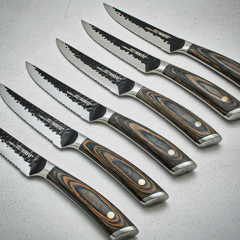Set 6 Cuchillos Hammer Cuchillos Wayu Cuchillos Acero Wayu Wayu