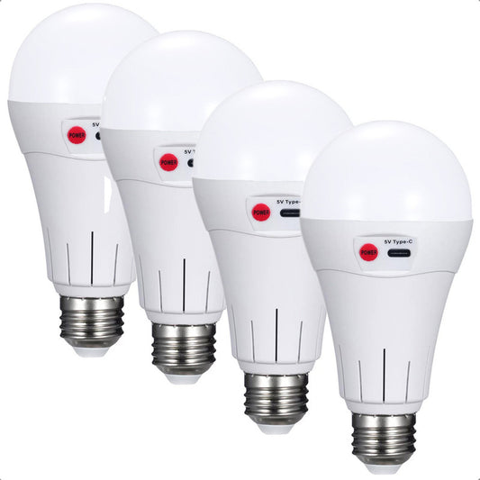 Pack X4 Ampolleta Recargable Ampolleta E27 Ampolleta Usb 15w Blanco