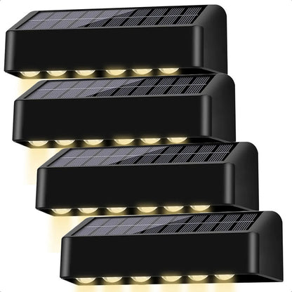 Aplique De Pared Lampara Led Focos Exterior Solar Apliques Led Exterior Abs Jardin 10w 25x4cm Okshop Pack 4 Lampara Muro Inalambrica Aire Libre Carga Automatica Ip65 Negro/calida