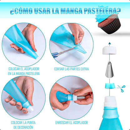 Pack2 Mangas Reposteria Manga Pastelera Silicona Mangas 45cm Azul