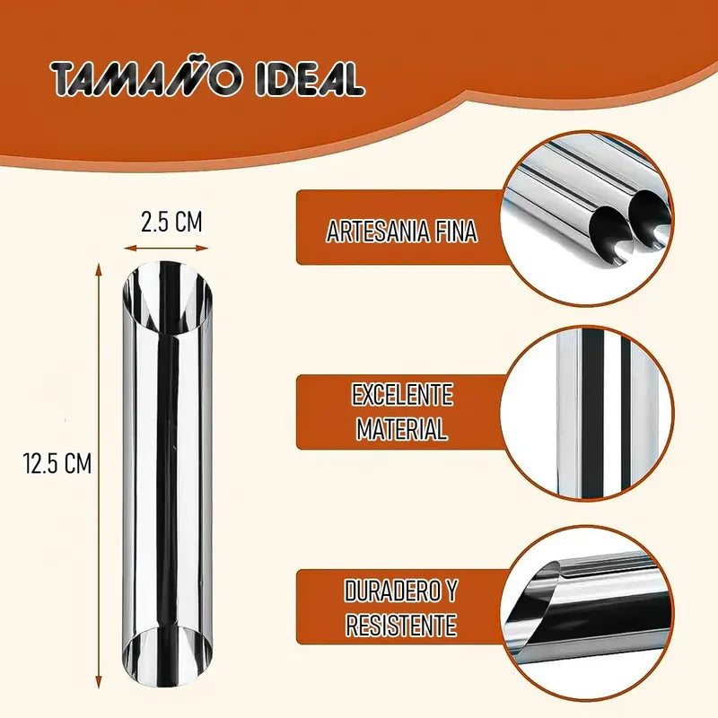 Pack 6 Moldes Reposteria Molde Cannoli Moldes De Cannol Tubos Okshop Moldes De Acero Inoxidable Para Croissant Moldes De... Gris