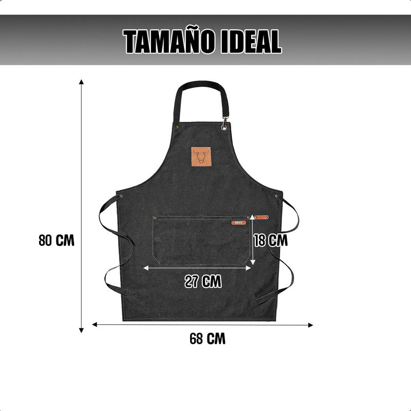 Delantal Parrillero Wayu Pechera Cocina Mandiles Cocina Wayu Negro Wayu