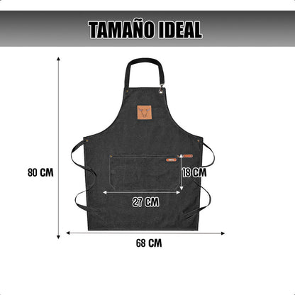 Delantal Parrillero Wayu Pechera Cocina Mandiles Cocina Wayu Negro Wayu