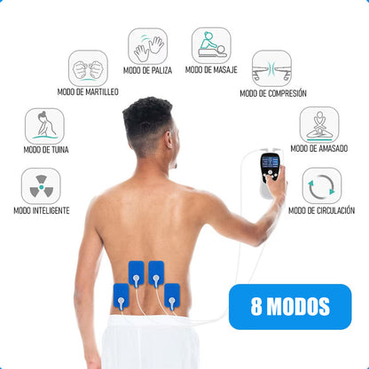 Electroestimulador Muscular Electrofisico Tens 4 Electrodos Blanco