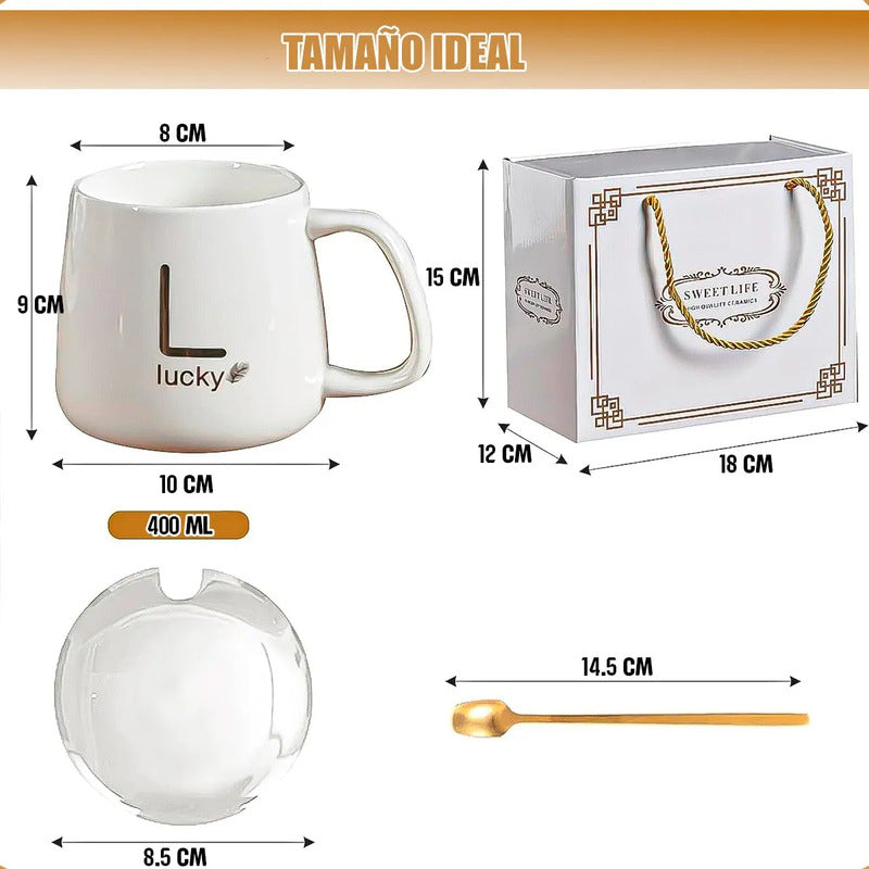 Pack 2 Tazas Con Calentador Para Café Y Té  Cerámica Rosa 420 Ml Okshop Liso