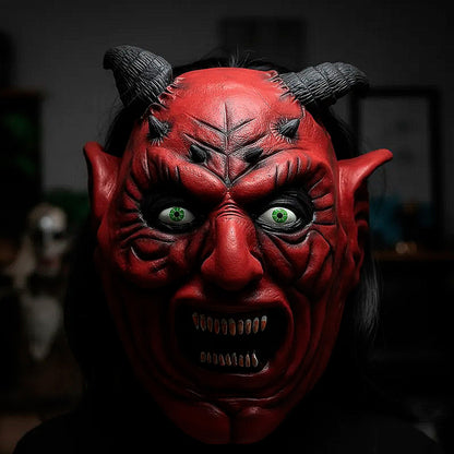 Máscara De Látex Demonio Máscara De Terror Halloween Disfraz Rojo Máscara De Demonio