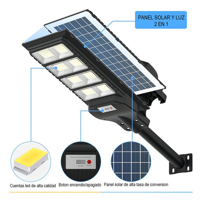 Reflector Led Solar Arca De 1 Kw Con Sensor De Movimiento Y Luz Blanca Negro Blanco