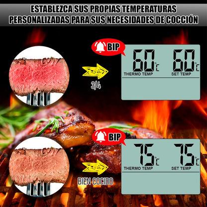 Termómetro Digital Wayu Para Carne, Horno Y Cocina De Acero Inoxidable Gris