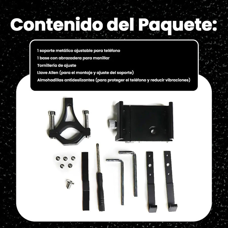 Porta Celular Aluminio Soporte Para Celular Bici Regulable Gris