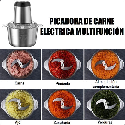 Procesador De Alimentos Okshop Picatodo Eléctrico De Acero Inoxidable Y 2 L Gris