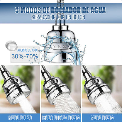 Cuello Flexible Giratorio Lavaplatos Extension Lavaplatos Plateado Brillante