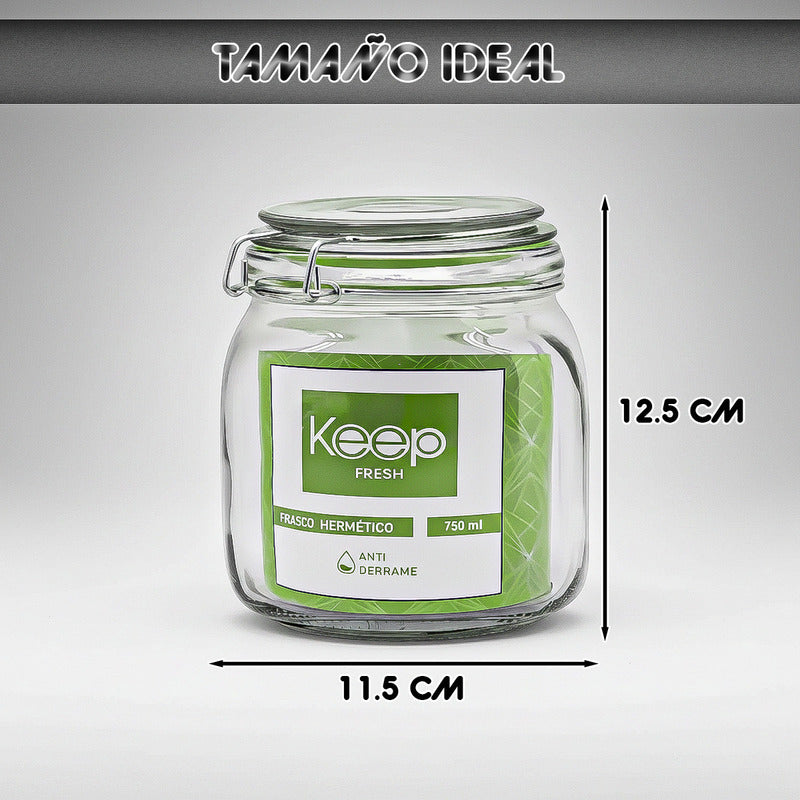 Frasco Hermético De Vidrio Keep Para Alimentos De 750 Ml Verde