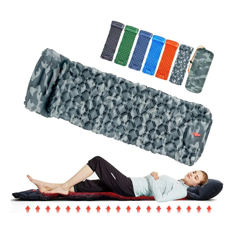 Colchoneta Inflable Camping 1 Plaza Okshop Verde Bolsa 223x70x5cm