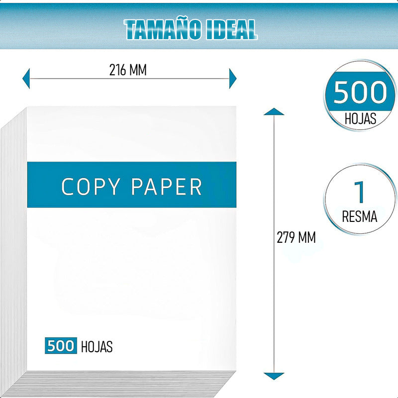 Pack 5 Papel Fotocopia 1000 Hojas Tamaño Carta Papel Resma Blanco