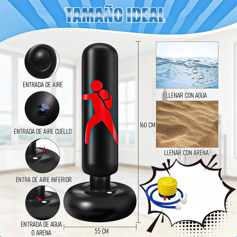 Saco Boxeo Inflable Saco Boxeo 160cm Saco De Arena Inflable Rojo