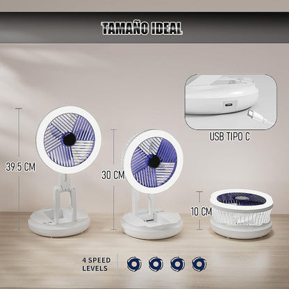 Ventilador Portatil Ventilador De Escritorio Ventilador Led Azul