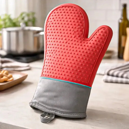 Guantes Para Horno Toma Ollas Guantes De Silicona Cocina Color Naranja Puntos