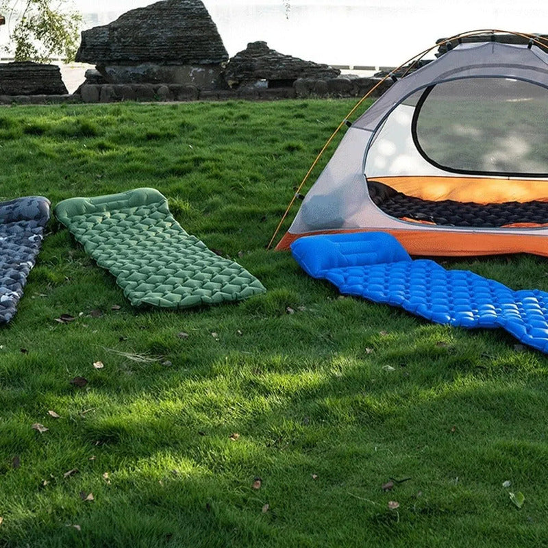 Colchoneta Inflable Camping 1 Plaza Okshop Verde Bolsa 223x70x5cm