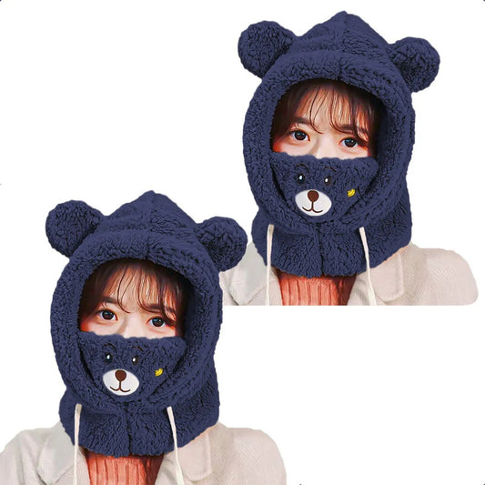 Pack 2 Gorro Invierno Gorro De Lana Gorro Chiporro Cuello Gorros De Lana Hombre Adultos Diseño Cordon Cuellos Bufandas Unisex Gorro Invierno Mujer Ajustable Color Azul Oscuro Okshop Azul Marino Unica