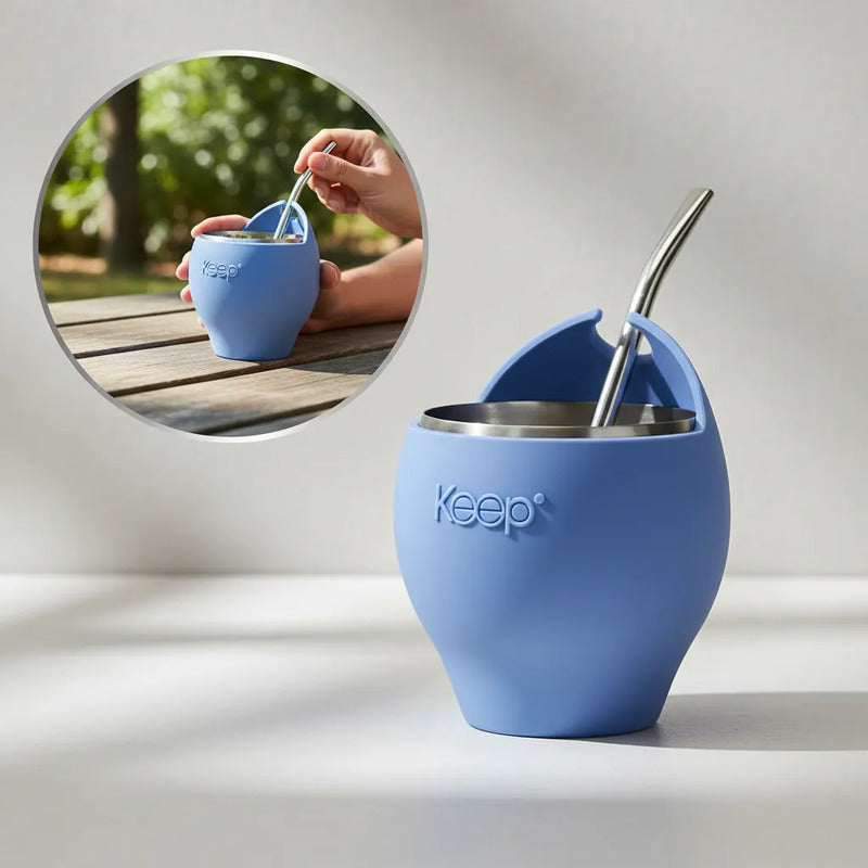 Mate Con Bombilla Keep Mate Acero Inoxidable Mate 230ml Mate Azul Mate