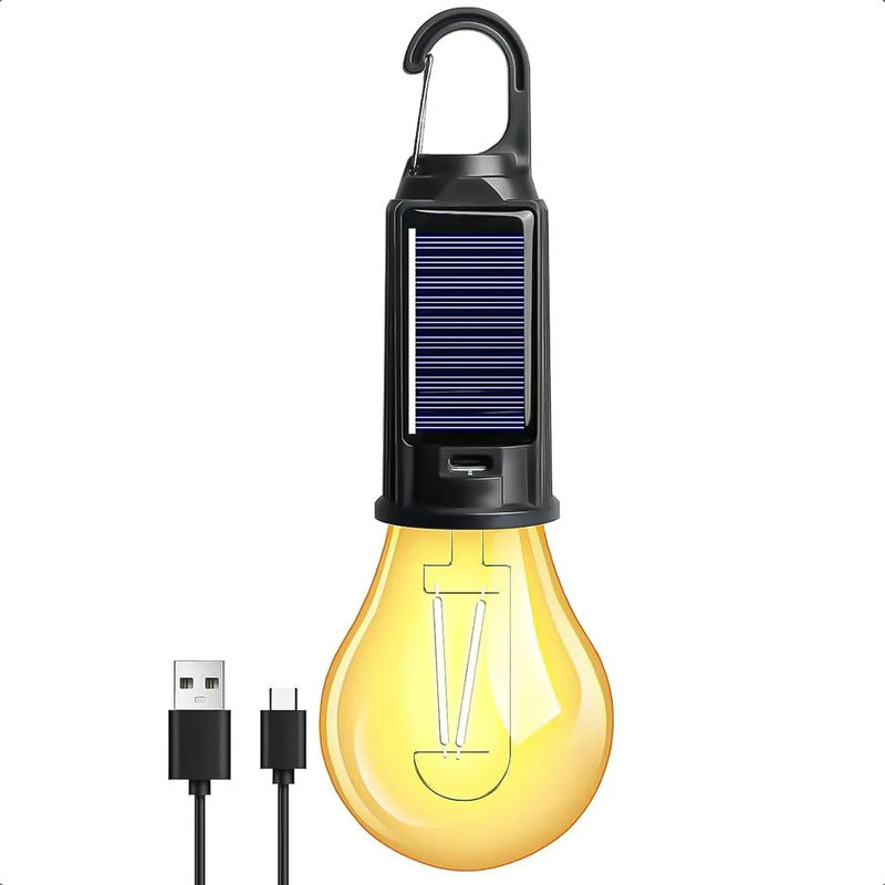 Ampolleta Solar Recargable Led Okshop Impermeable 15w Usb-c Para Camping Cálida