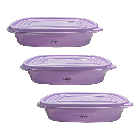 Taper Keep Tupper Plastico Contenedor De Alimentos 950 Ml Lila Set 3 Contenedores Keep Herméticos Apilables 950ml Tupper Hermetico Contenedor De Alimentos Tapper Colacion Tupper Plastico Taper Keep